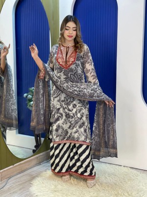 Digital Print & Sequin Embroidery Work Dress Set Code : 10551